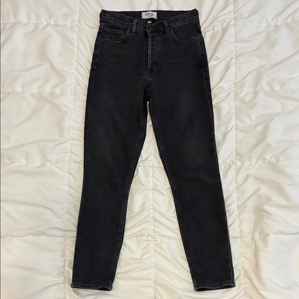 Agolde Women's Nico High-Rise Slim Cropped Jeans Faded Black Size 25 - Picture 4 of 11